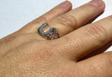 Sterling Silver Genuine Diamond Man's Horseshoe Western Motif Nugget-Style Ring