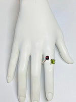 Sterling Silver Genuine Garnet and Peridot Bypass Ring