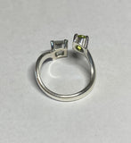 Sterling Silver Genuine Peridot and Green Quartz Bypass Ring