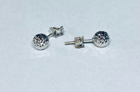 14K White Gold Diamond-cut 6mm Ball Post Stud Earrings