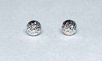 14K White Gold Diamond-cut 6mm Ball Post Stud Earrings