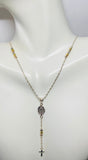 Sterling Silver 925 and Yellow/Rose Gold Plated 16" Rosary Necklace