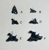 Sterling Silver Hand Enameled Black Cocker Spaniel Dog Pendant