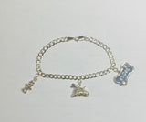 Sterling Silver Cocker Spaniel Dog Lover Curb Link 8" Charm Bracelet