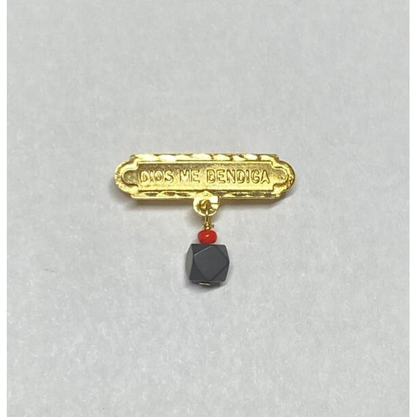 10 Karat Yellow Gold Dios Me Bendiga with Genuine Azabache Baby Pin