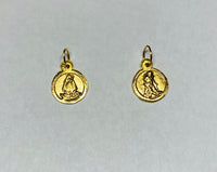 14 Karat Yellow Gold Scapular Our Lady of Charity "Virgen de la Caridad" & Saint Lazarus 8mm Baby Medal