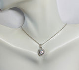 Sterling Silver and Genuine 1.00 Carat Moissanite Halo Pendant with Chain