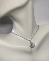 Sterling Silver and Genuine 1.00 Carat Moissanite Halo Pendant with Chain