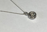 Sterling Silver and Genuine 1.00 Carat Moissanite Halo Pendant with Chain