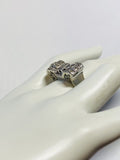 Vintage 18 Karat White Gold Genuine Old European and Single-cut Diamonds Bow Ring