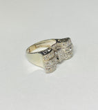 Vintage 18 Karat White Gold Genuine Old European and Single-cut Diamonds Bow Ring