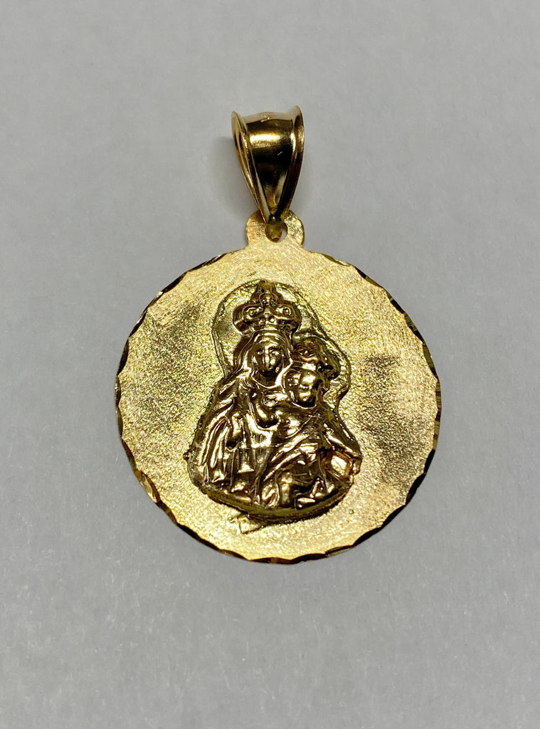 14 Karat Yellow Gold Our Lady of Mt. Carmel "Virgen del Carmen" 21mm ...