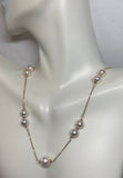 14k Yellow Gold & 7mm-9mm Freshwater Cultured Pearl Cable Link 16" Necklace