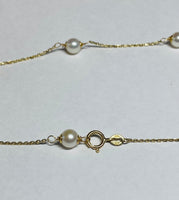 14k Yellow Gold & 5.5mm Freshwater Cultured Pearl Cable Link 16" Station Necklace