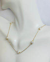 14k Yellow Gold & 5.5mm Freshwater Cultured Pearl Cable Link 16" Station Necklace