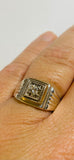 Sterling Silver and 14 Karat White Gold Genuine 0.20 Carat Diamond Man's Ring