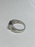 Sterling Silver and 14 Karat White Gold Genuine 0.20 Carat Diamond Man's Ring