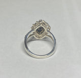 Vintage 1970's Sterling Silver and 14 Karat White Gold Genuine Diamond Rhomboid Marquise Black/Smoky Gray Onyx Ladies Ring