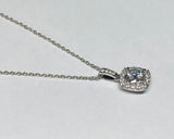 Sterling Silver and Genuine 1.00 Carat Moissanite Halo Pendant with Chain