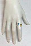 Sterling Silver Genuine Swiss Blue Topaz & Citrine Bypass Design Ladies Ring