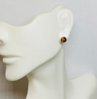 14 Karat Yellow Gold Genuine 6mm Tiger's Eye Stud Earrings