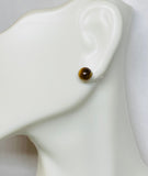 14 Karat Yellow Gold Genuine 6mm Tiger's Eye Stud Earrings