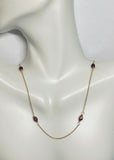 14 Karat Yellow Gold and Genuine 4mm Azabache Jet w/Coral 18" Cable Link Necklace