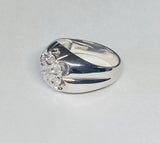 Sterling Silver Rhodium Plated Genuine Diamond Men's Cluster Ring