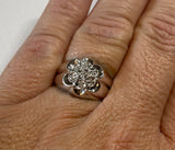 Sterling Silver Rhodium Plated Genuine Diamond Men's Cluster Ring