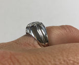 Sterling Silver Rhodium Plated Genuine Diamond Men's Cluster Ring