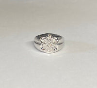 Sterling Silver Rhodium Plated Genuine Diamond Men's Cluster Ring