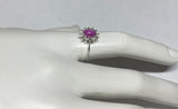 Vintage NOS 1970 Silver Linde Ruby Star Sapphire and Genuine Diamond Ladies Ring