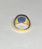 10 Karat Yellow Gold and 14 x 12mm Blue Spinel Masonic Ring