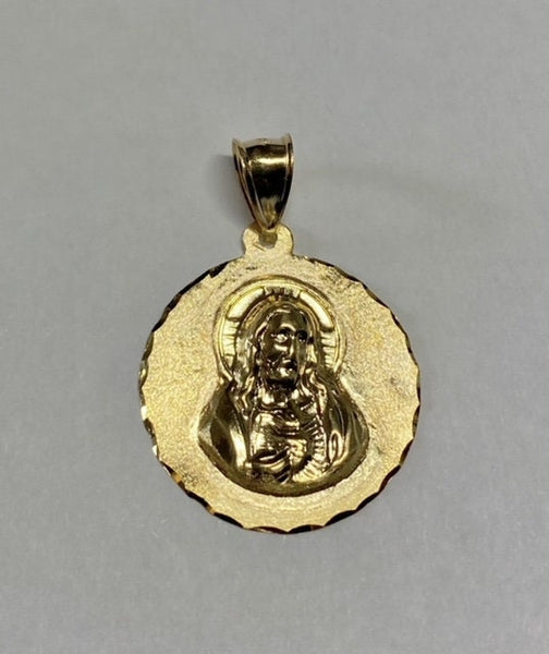 14 Karat Yellow Gold Sacred Heart of Jesus "Sagrado Corazon" 21mm (Nickel Size) Medal