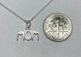 Sterling Silver MOM Charm with 18" Curb Link Chain