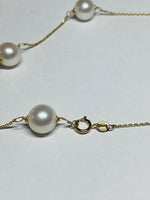 14k Yellow Gold & 9mm Freshwater Cultured Pearl Cable Link 16" Station Necklace