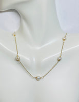 14k Yellow Gold & 5.5mm Freshwater Cultured Pearl Cable Link 16" Station Necklace