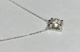 Sterling Silver and Genuine 2.00 Carat Moissanite Solitaire Pendant with Chain