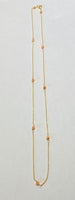 14 Karat Yellow Gold and Genuine 3mm Pink Coral Beads 18" Cable Link Necklace