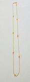 14 Karat Yellow Gold and Genuine 3mm Pink Coral Beads 18" Cable Link Necklace