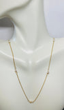 14 Karat Yellow Gold and Genuine 4mm Freshwater Pearl 18" Cable Link Station Necklace