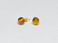 14 Karat Yellow Gold Genuine 6mm Tiger's Eye Stud Earrings