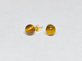 14 Karat Yellow Gold Genuine 6mm Tiger's Eye Stud Earrings