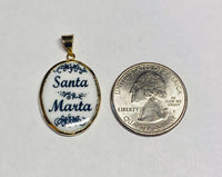 Vintage NOS 10K Yellow Gold Enameled Saint Martha "Santa Marta" 25mm x 20mm Oval Medal