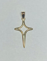 14 Karat Yellow Gold Freeform Modern Cross Pendant