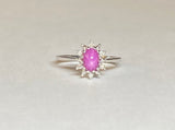 Vintage NOS 1970 Silver Linde Ruby Star Sapphire and Genuine Diamond Ladies Ring