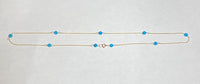 14 Karat Yellow Gold and Genuine 4mm Faceted Turquoise Beads 18" Cable Link Necklace