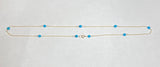 14 Karat Yellow Gold and Genuine 4mm Faceted Turquoise Beads 18" Cable Link Necklace