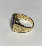 10 Karat Yellow Gold and 14 x 12mm Blue Spinel Masonic Ring