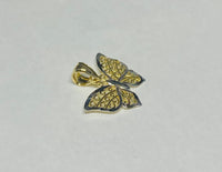 10K Yellow Gold with Rhodium Filigree Design Butterfly Charm